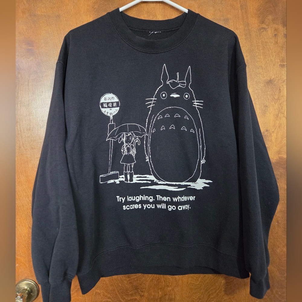 Studio Ghibli My Neighbor Totoro & Mei Black Crewneck Sweatshirt Graphic Print L